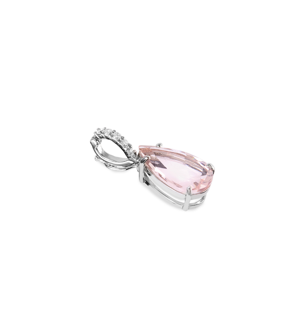 Pingente Gota  Quartzo Rosa